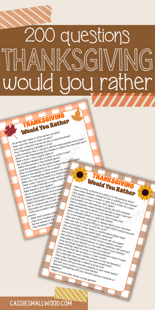 Thanksgiving would you rather questions fun Thanksgiving activity for kids