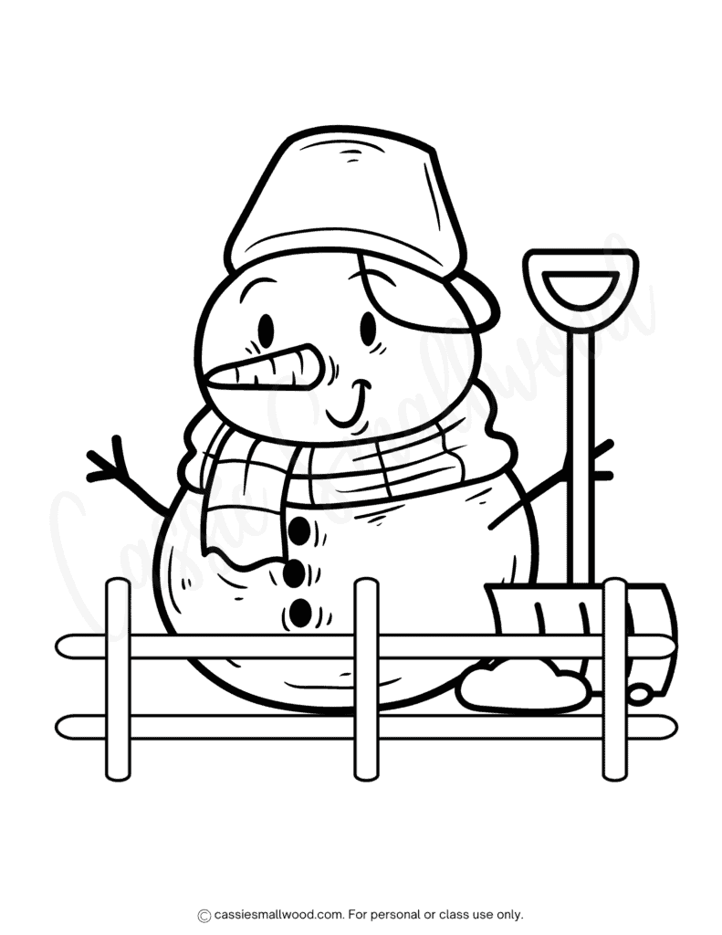 cute coloring sheet of a snowman free printable pdf, winter coloring pages for January