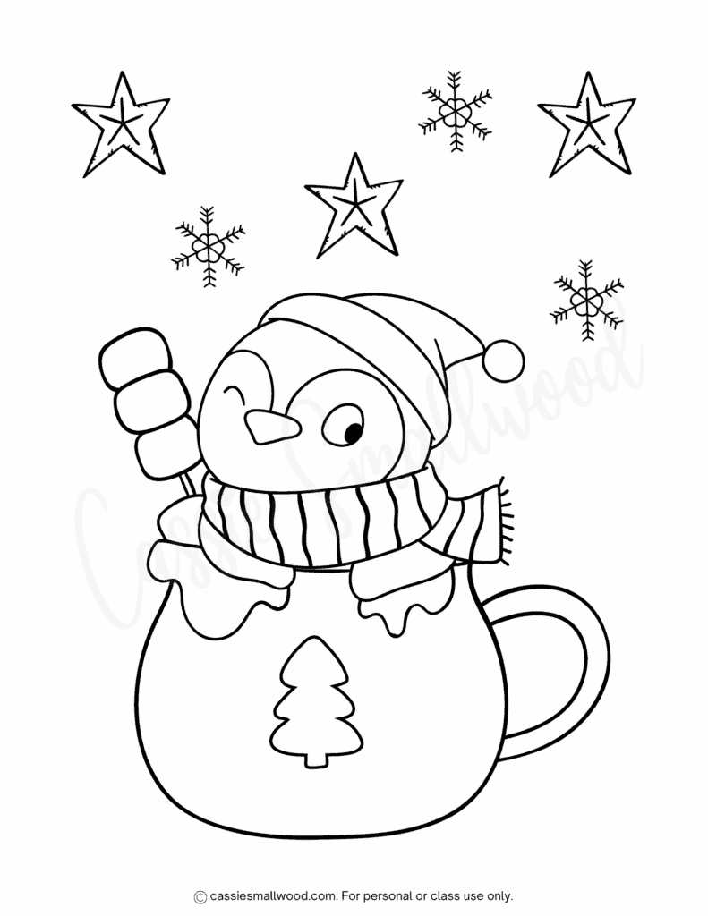 cute penguin coloring sheet free printable pdf, winter coloring page for kids