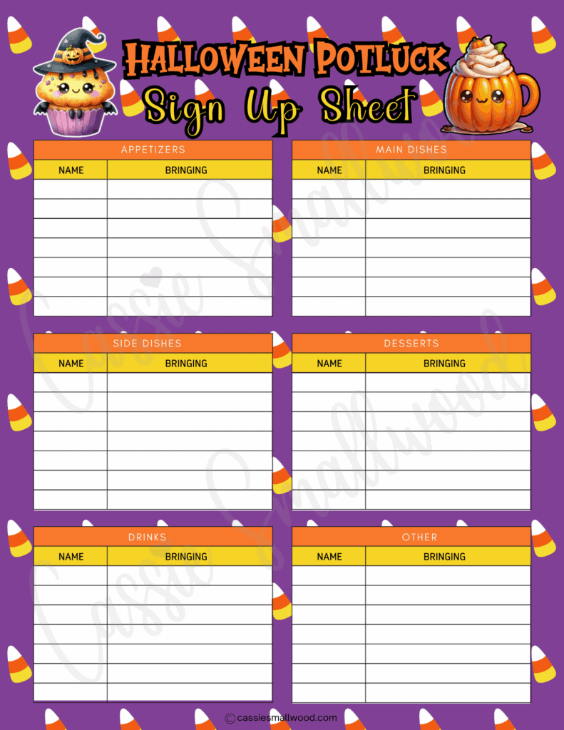 12 cute halloween potluck sign up sheets - cassie smallwood