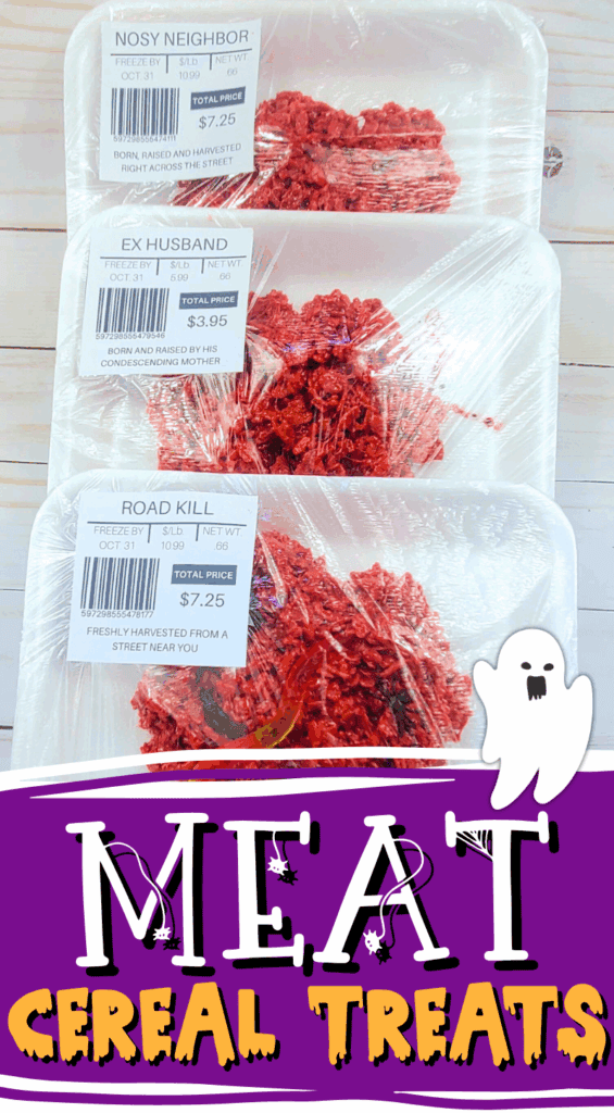 Raw meat rice cereal treats Halloween movie night snack idea scary Halloween food