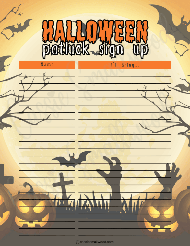 12 cute halloween potluck sign up sheets - cassie smallwood