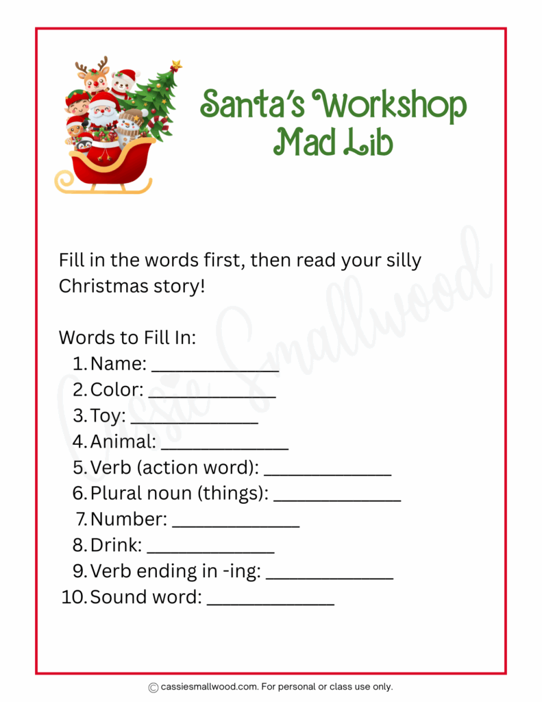 8 fun christmas mad libs for kids (free printable) - cassie smallwood