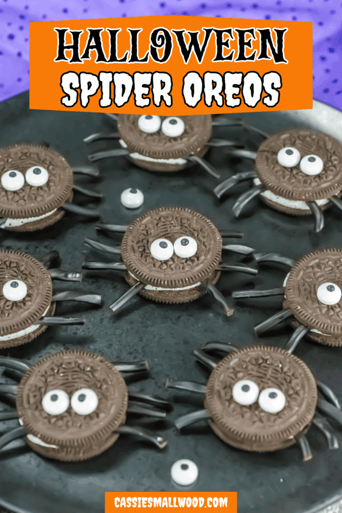 simple Halloween themed DIY party food Spider Oreo cookies