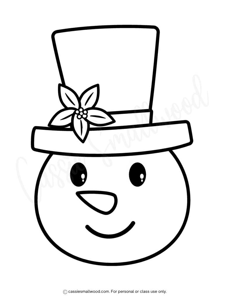 simple snowman face coloring sheet for preschool easy free printable pdf
