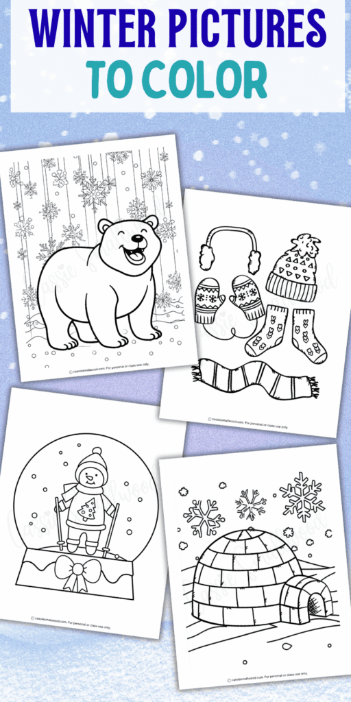 cute winter pictures to color for kids free printables