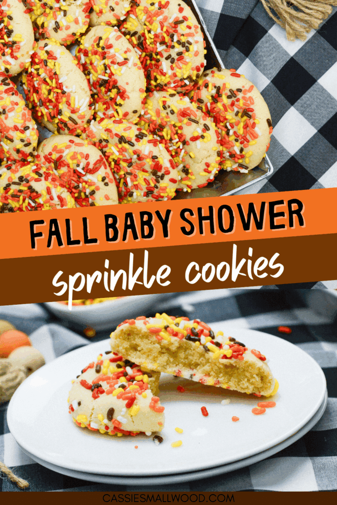 fall baby shower cookies with sprinkles, autumn baby shower dessert