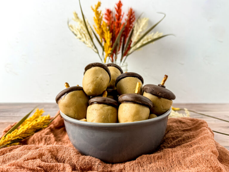 No-Bake Acorn Cookie Dough Balls (Easy Cute Fall Treats)