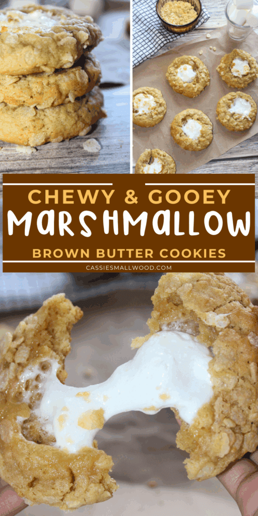 chewy and gooey marshmallow brown butter cookies recipe fall potluck dessert easy