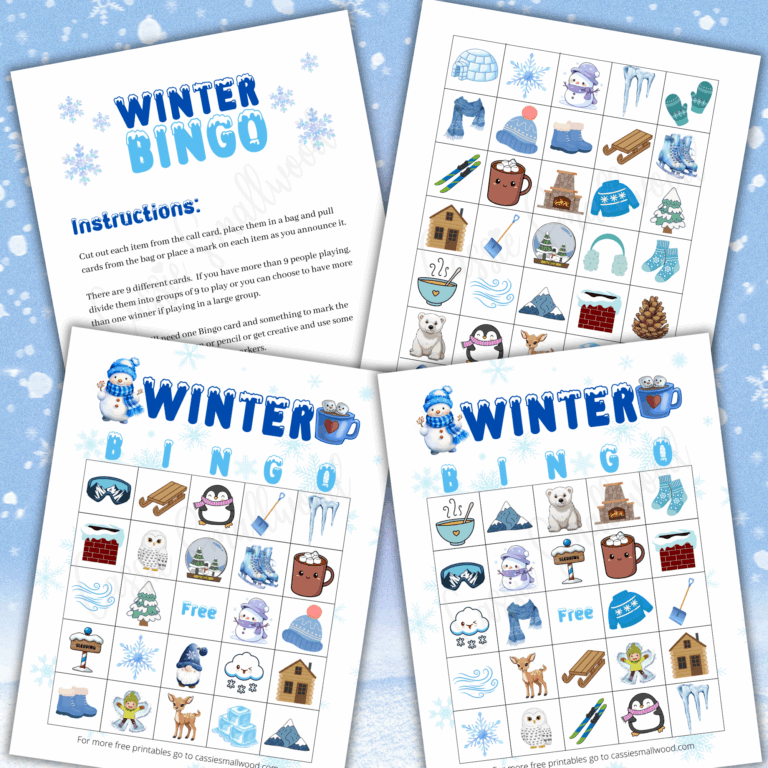CUTE Winter Bingo Game For Kids (FREE Printable)