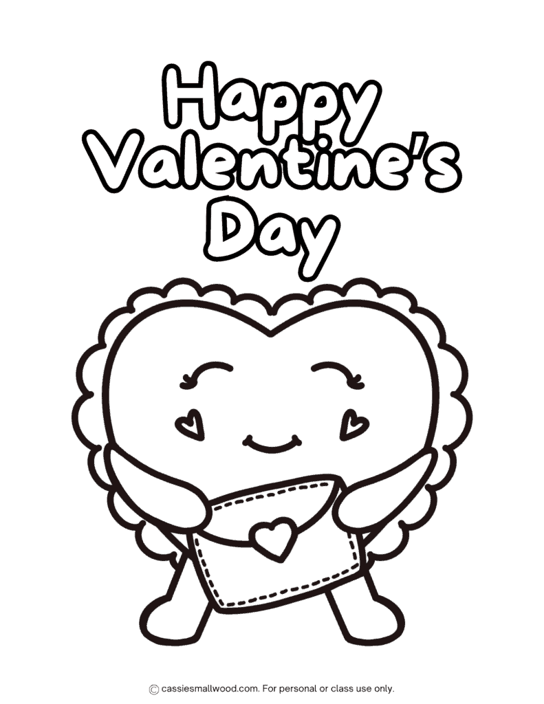 easy Valentine coloring page for preschoolers free printable pdf, preschool heart happy valentine's day coloring sheet simple