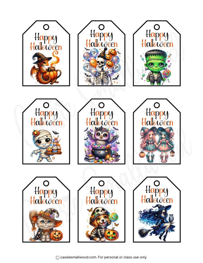 Free Halloween printable tags pdf, Halloween gift tags for teachers free printable cute