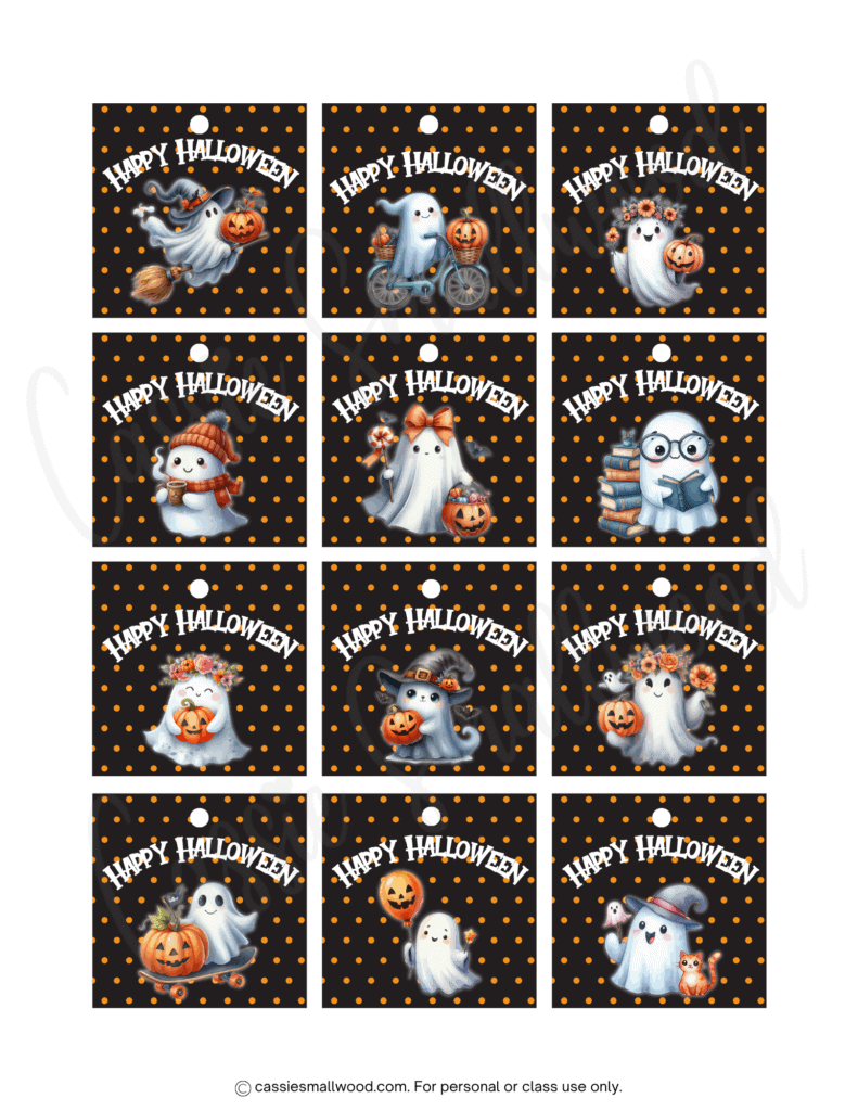 Ghost boo bag tags free printable pdf, Boo basket tags cute