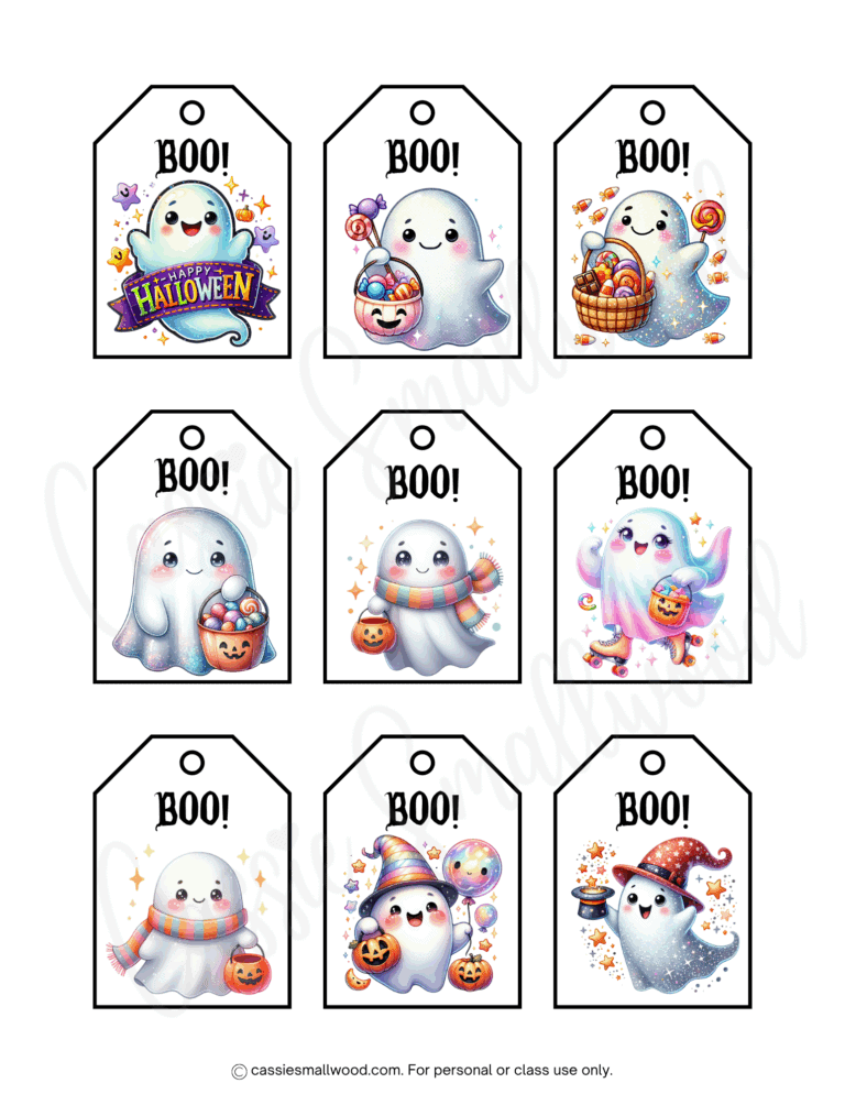 100+ CUTE Printable Halloween Tags (Free PDF) - Cassie Smallwood