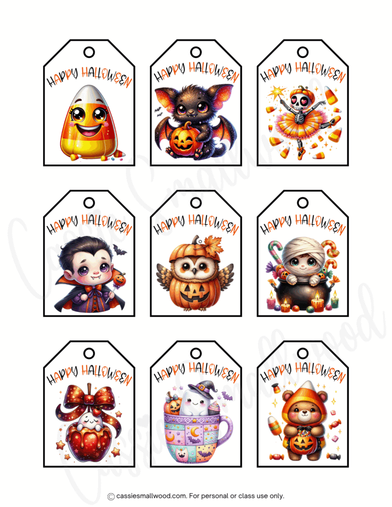 Halloween treat bag tags free printable pdf, Downloadable Halloween goodie bag tags free download