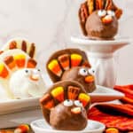 Thanksgiving potluck idea for kids cute turkey pumpkin pie bites recipe cold