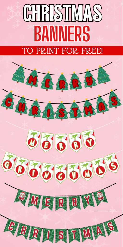 Merry Christmas free printable banners downloadable pdf, DIY Printable Christmas Decorations For Kids