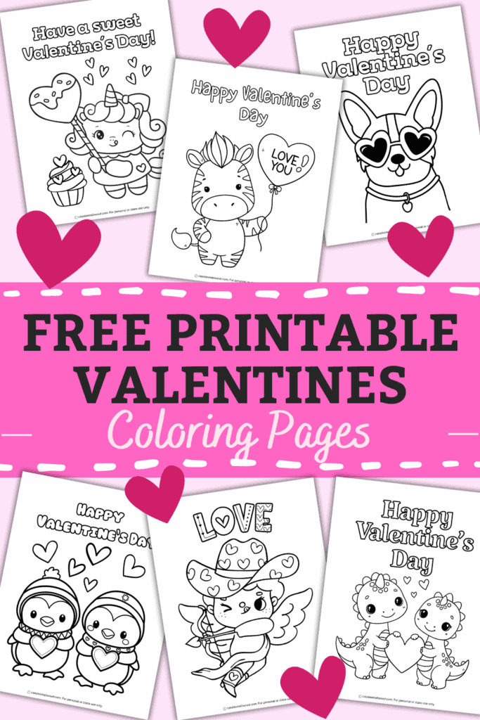 free printable Valentine coloring pages for kids, cute Valentine's Day coloring sheets preschool