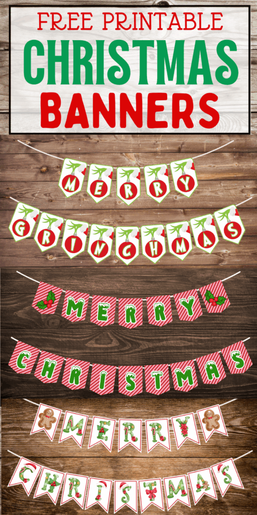 free printable Merry Christmas banners pdf, classroom Christmas decorations printable preschool kindergarten