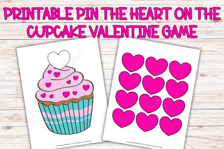 Valentine Game For Kids – Pin The Heart On The Cupcake (FREE Printable)