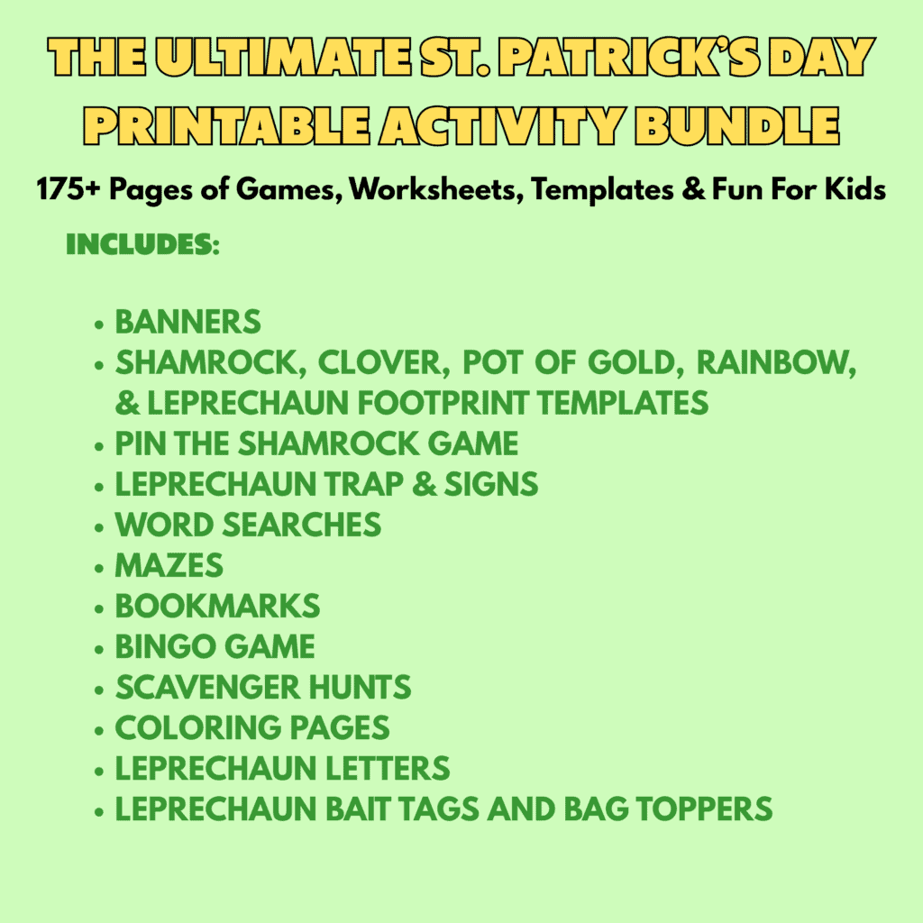 printable St. Patrick's Day activities for kids bundle, St. Patrick's Day printables for teachers