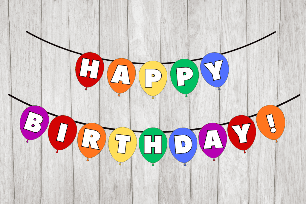 colorful rainbow balloons birthday banner letters free printable alphabet pdf, Happy Birthday sign for kids cute