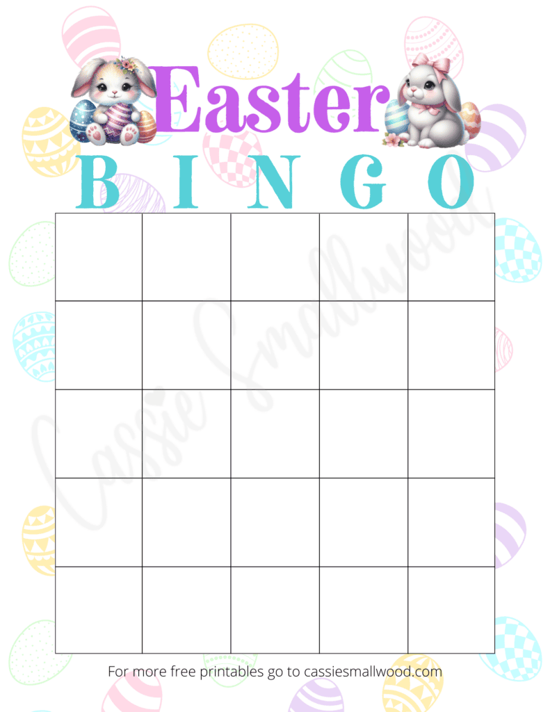 blank Easter bingo template free printable pdf, blank Easter bingo cards