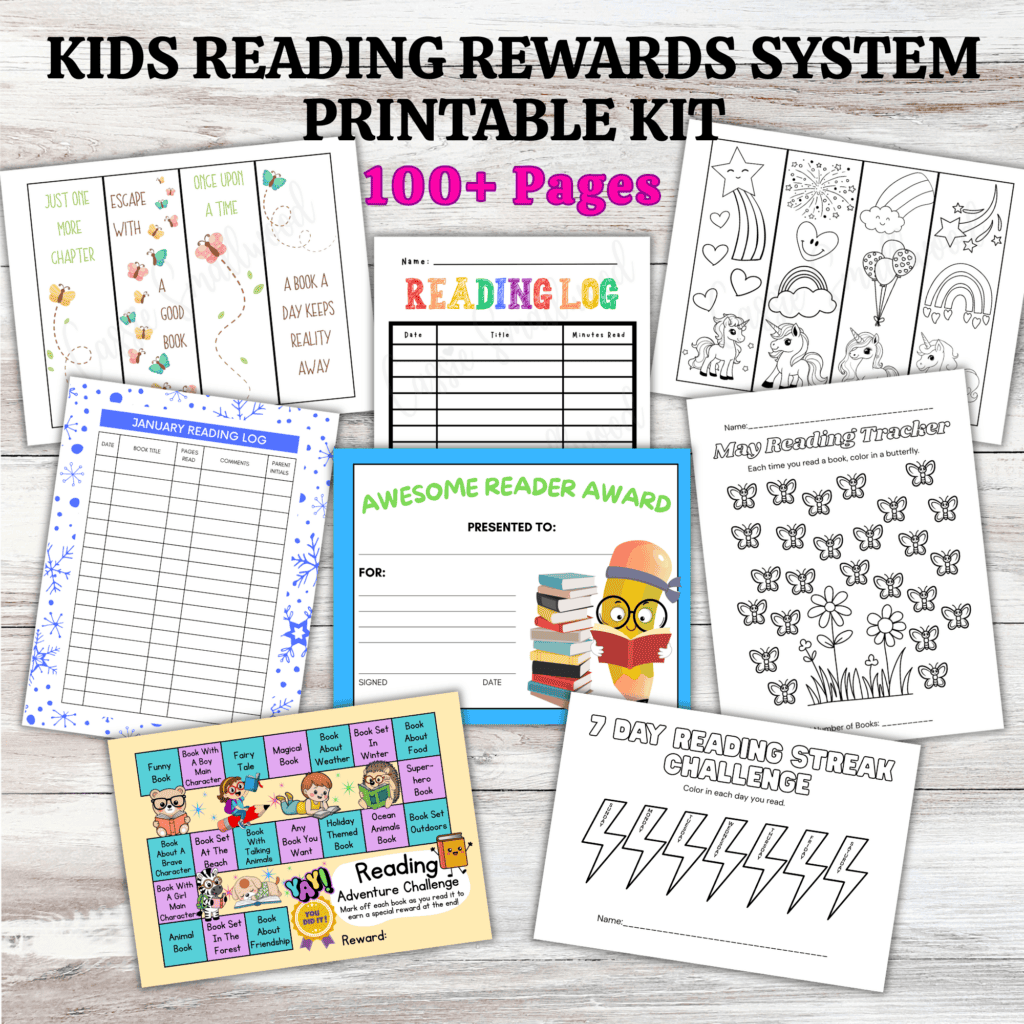 printable reading rewards system for kids pdf, ready rewards program for students printable pdf, cute printable reading logs, cute printable reading trackers, cute printable bookmarks, easy and fun printable reading challenges, cute printable reading certificates