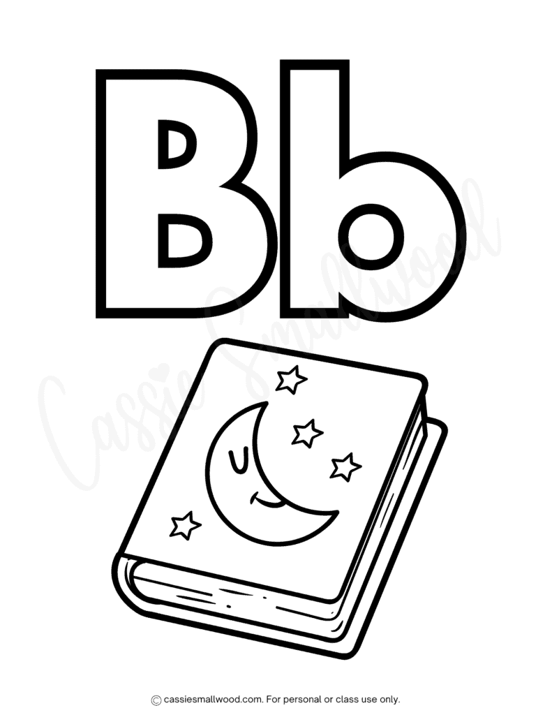 free printable letter B coloring page pdf, free printable alphabet coloring pages for kids, Book coloring sheet