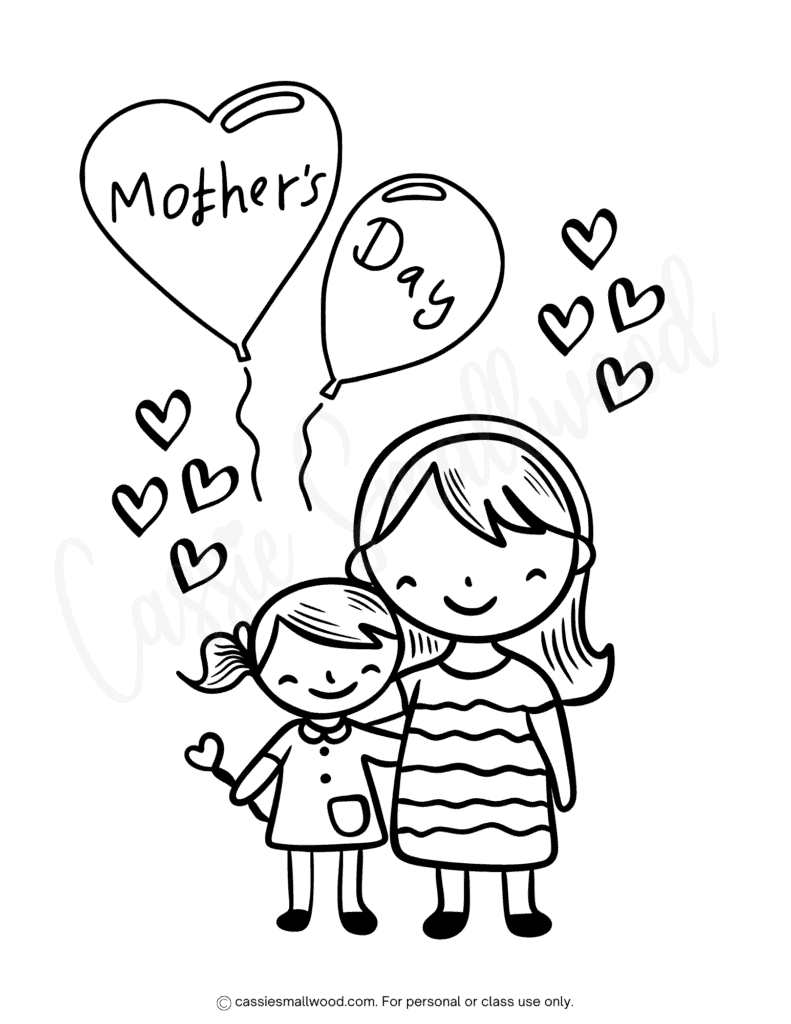 children's Mother's day coloring page free printable pdf, Happy mother's day coloring sheet from daughter