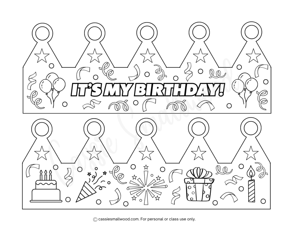 coloring wearable birthday crown template free printable pdf, birthday crown headband for kids to color, birthday crown coloring page, printable birthday crown outline, birthday crown stencil, birthday crown pattern for boys and girls