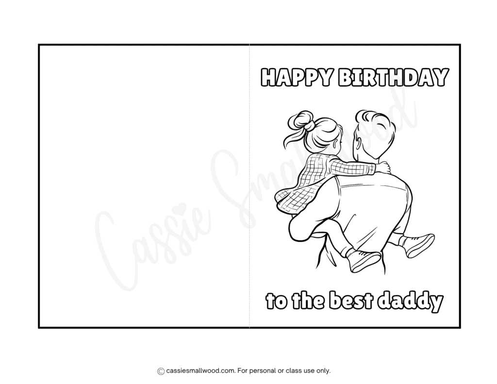 cute dad birthday card to color from daughter free printable pdf, daddy happy birthday card coloring page preschool toddler heartfelt birthday card for dad from girl