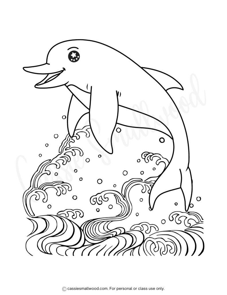 cute dolphin coloring page free printable pdf, ocean coloring pages for kids to print for free download, under the sea coloring sheets