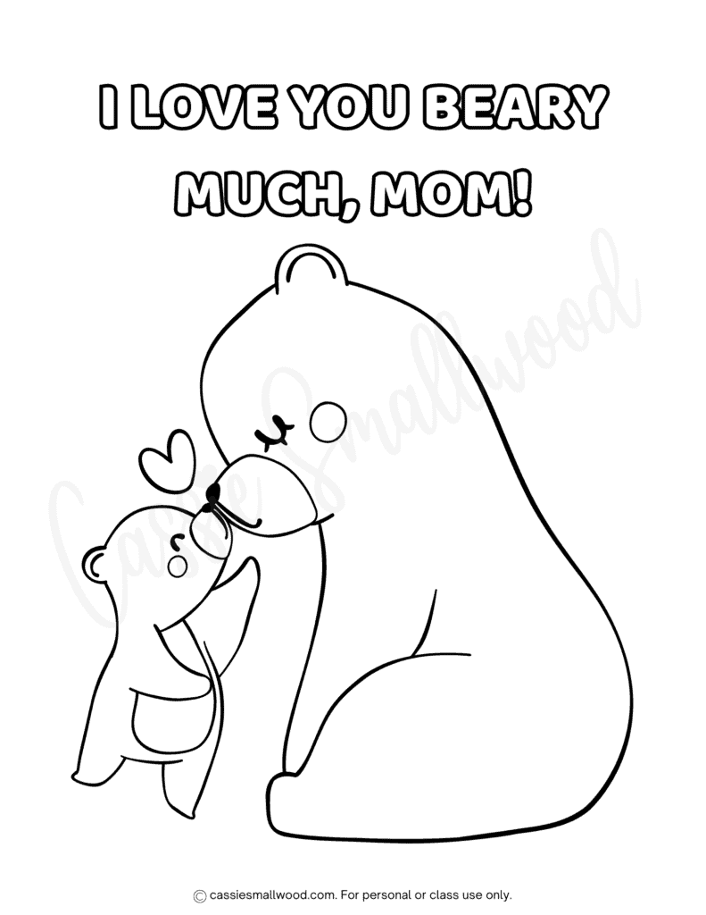 easy Mother's Day coloring page for preschool free printable pdf, simple Mother's Day coloring sheet toddlers to print