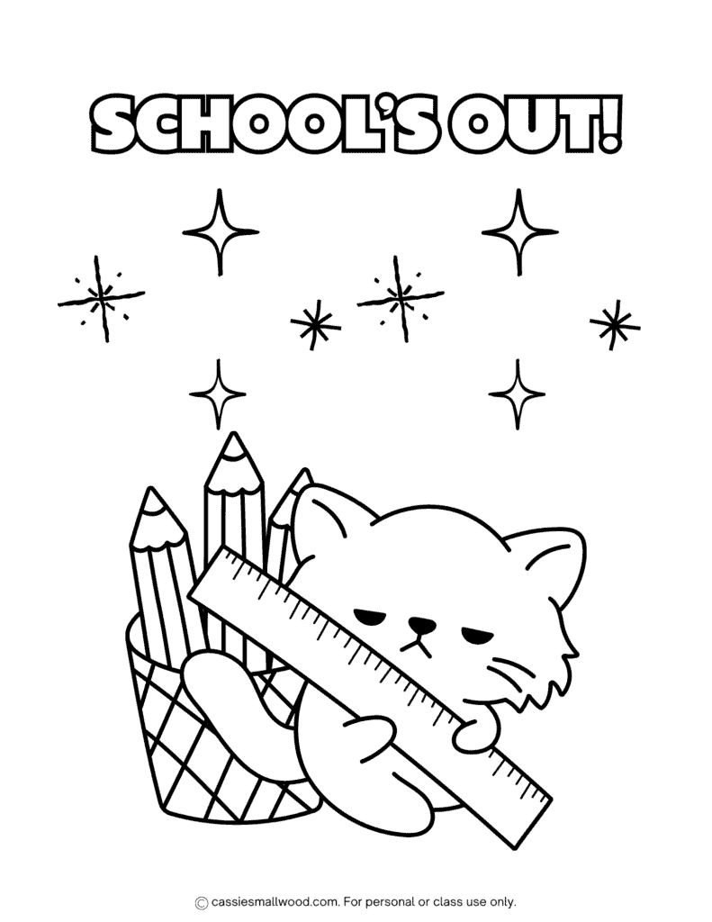 free printable end of the year coloring page pdf, last day of school coloring sheet for kids black and white elementary