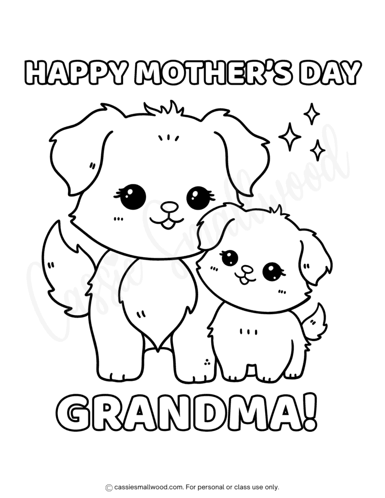 Grandma Mother's Day coloring page free printable pdf, Happy Mother's Day grandma coloring sheet for kids to print for free