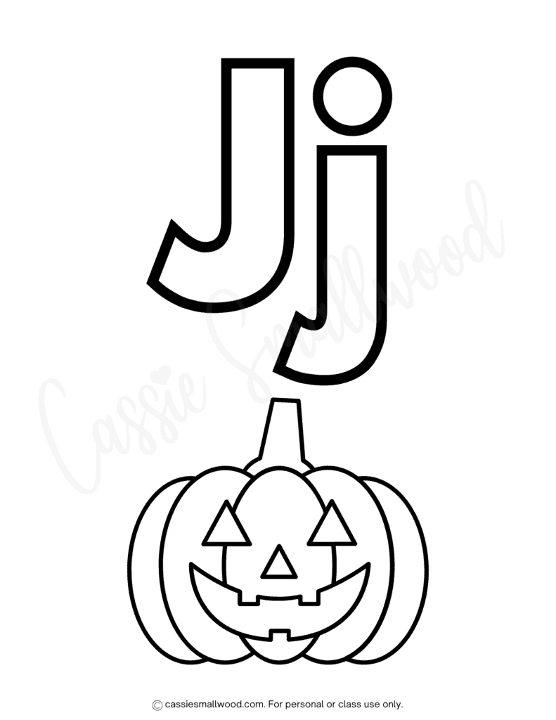 cute alphabet coloring pages for kids free printable pdf, letter J coloring sheet preschool, jack o lantern coloring page