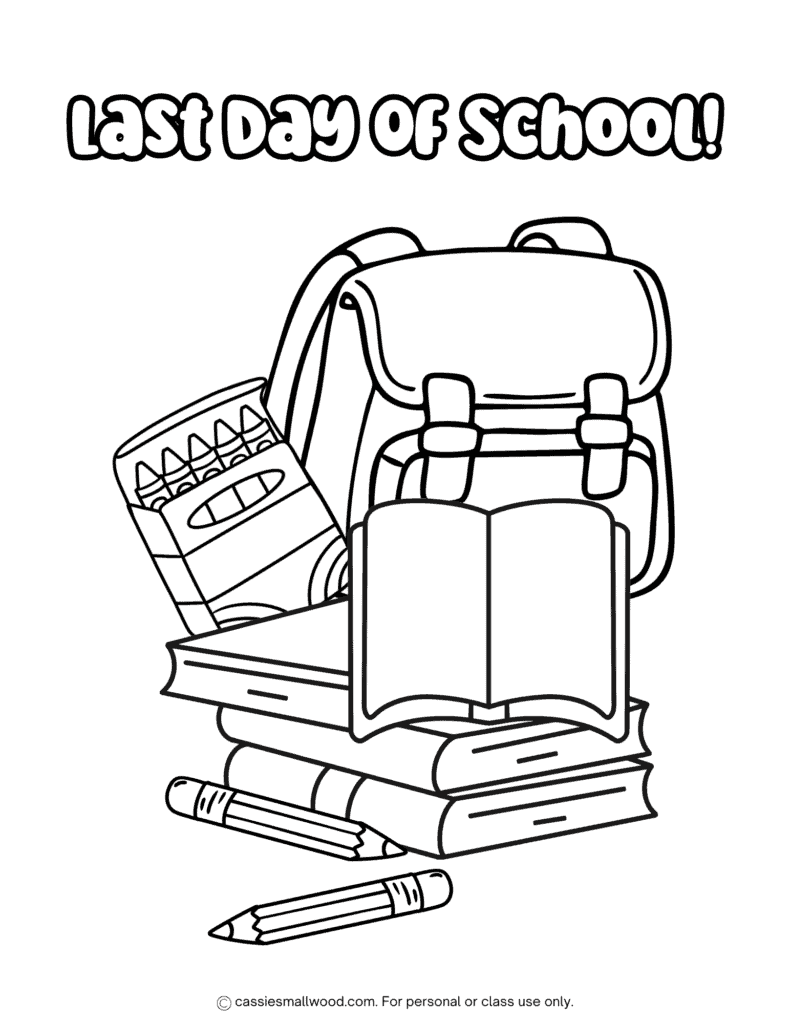 last day of school picture to color free printable pdf, end of school year coloring page for kids