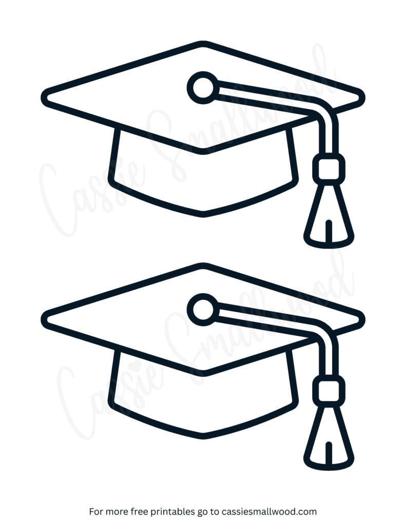 free printable medium black and white graduation cap template pdf, graduation cap outline for crafts, graduation cap stencil for teachers