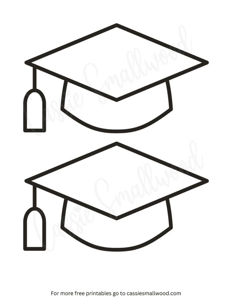 medium graduation cap outline free printable pdf, medium sized graduation cap stencil, medium size graduation cap template for crafts and school