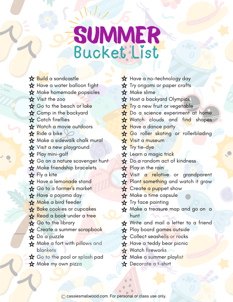 Aesthetic printable summer bucket list checklist free pdf, summer bucket list for teens, family summer bucket list template, teenager summer bucket list, free printable cute summer bucket list for kids