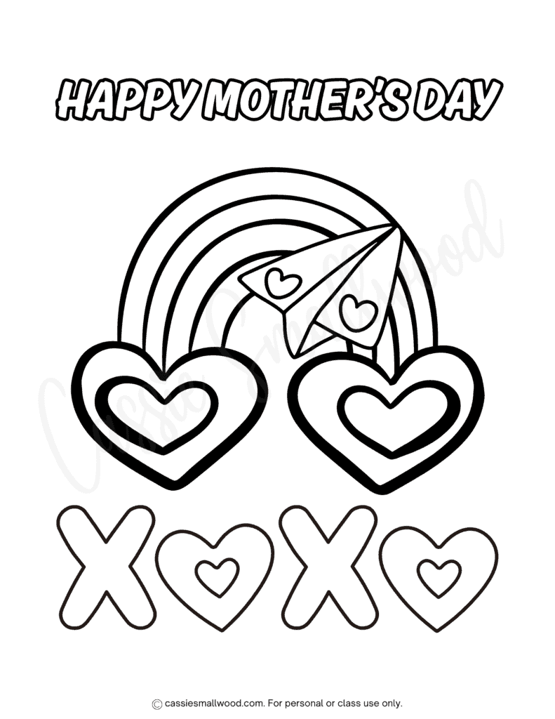 Free printable rainbow Mother's Day coloring sheet pdf, Happy Mother's Day coloring page for kids easy cute preschool and kindergarten