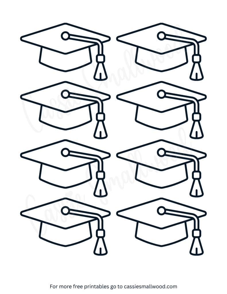 small black and white graduation cap templates free printable pdf, little graduation cap outlines, small graduation cap stencils