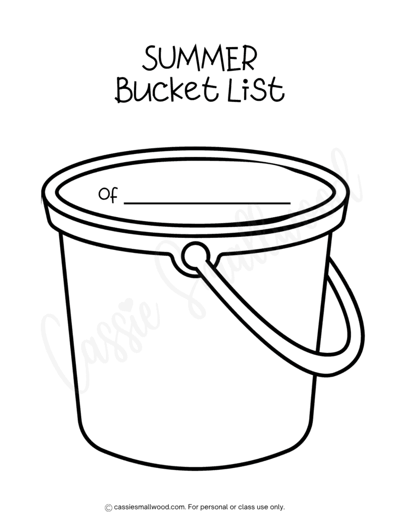 summer bucket list coloring activity for students free printable pdf, cute summer bucket list craft for kids, summer bucket list color, cut, and paste worksheet kindergarten, preschool, toddlers