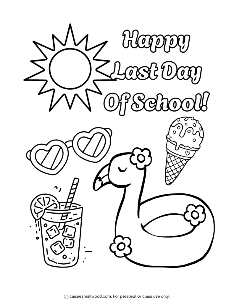 summer last day of school coloring page free printable pdf, summer end of school coloring sheets for kids