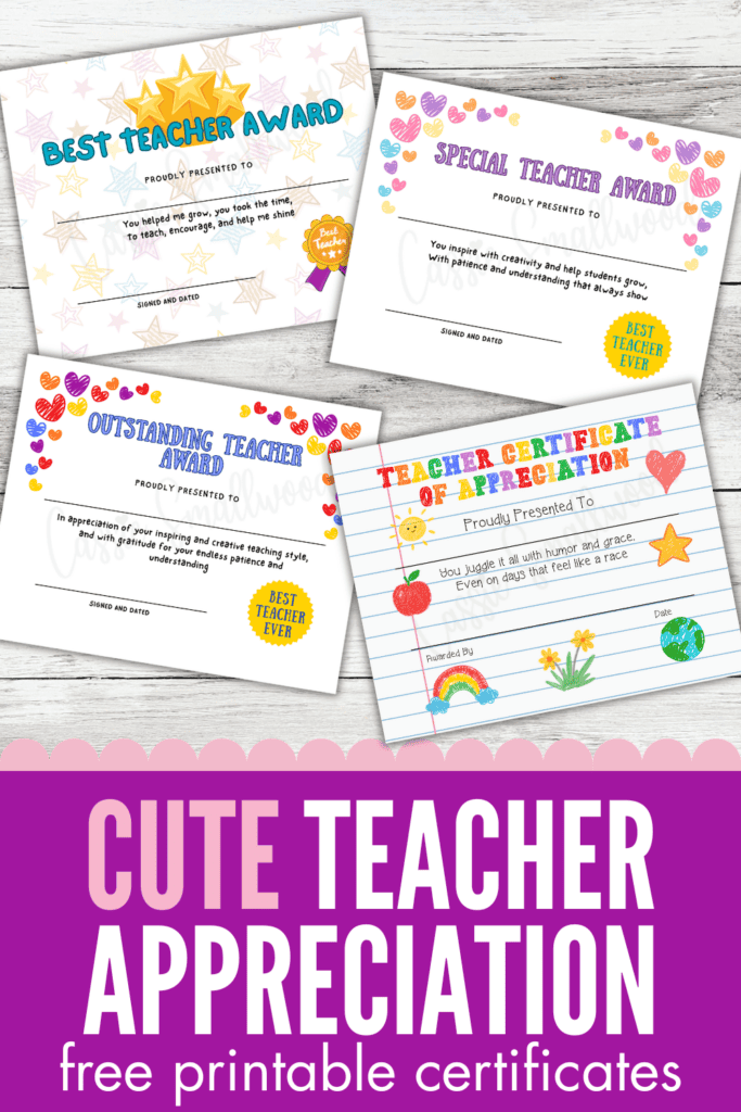 Teacher appreciation certificate templates free printable pdf, free download teacher thank you certificate, outstanding teacher award, teachers day certificate from students