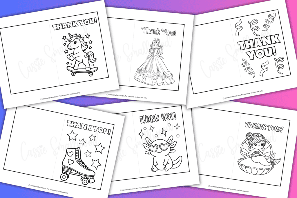 cute printable thank you cards for kids to color free printable pdf, thank you coloring cards for kids, birthday thank you cards to color