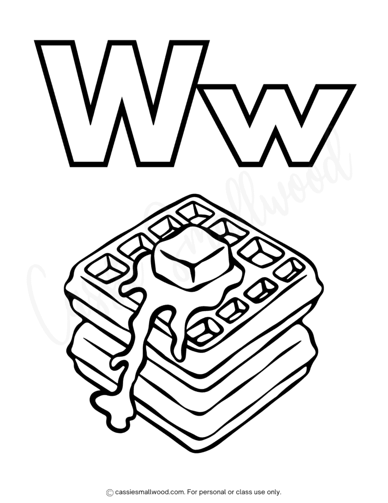 kindergarten alphabet coloring sheets free printable pdf, letter W coloring page preschool easy, abc coloring pages toddlers, waffle coloring page
