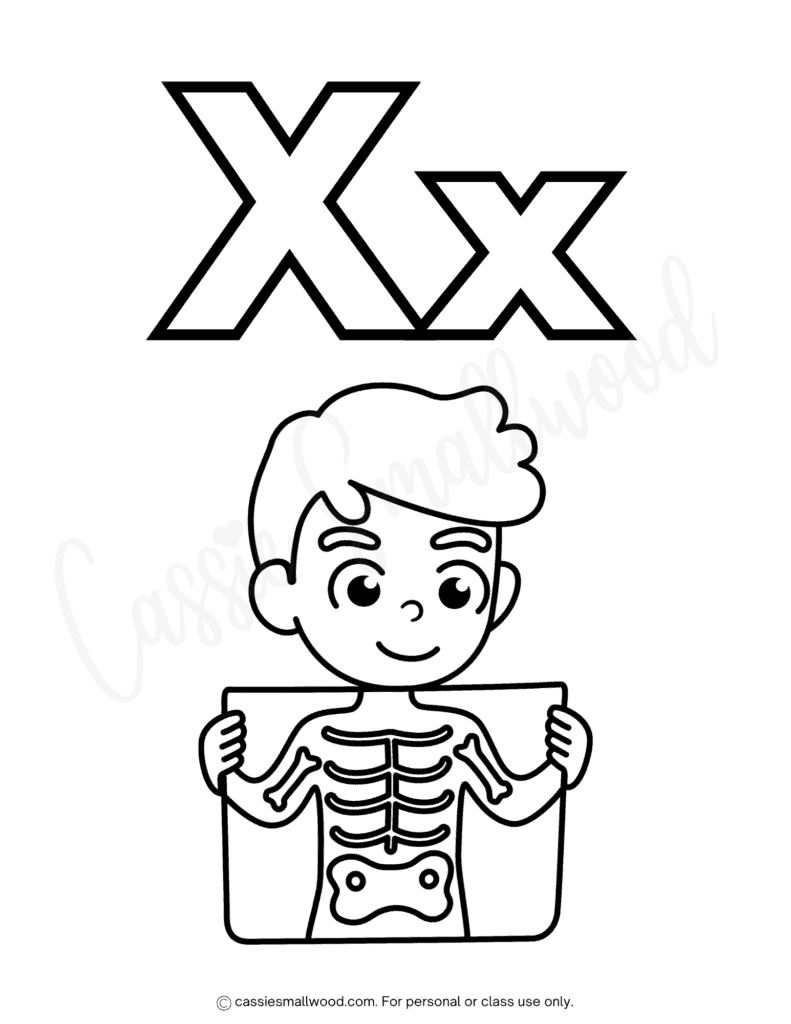 free printable abc coloring pages preschool simple pdf, complete alphabet coloring sheets a-z toddlers, x-ray coloring page. letter x coloring sheet