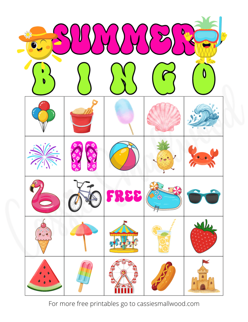 free printable bingo indoor summer game for kids pdf, summer bingo card free printable pdf, preschool summer bingo boards